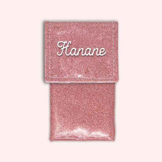 Pale pink glitter magnetic pouch
