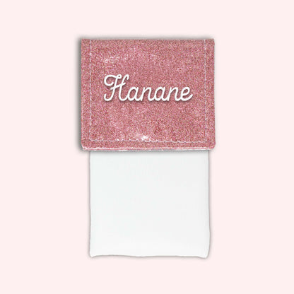 Pochette bicolore rabat Rose pâle paillette