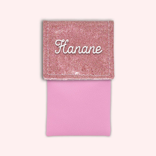 Pochette bicolore rabat Rose pâle paillette