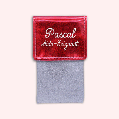 Pochette bicolore rabat Rouge paillette