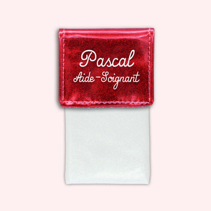 Pochette bicolore rabat Rouge paillette