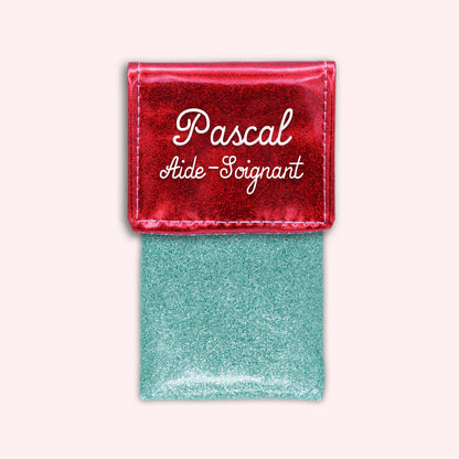 Pochette bicolore rabat Rouge paillette