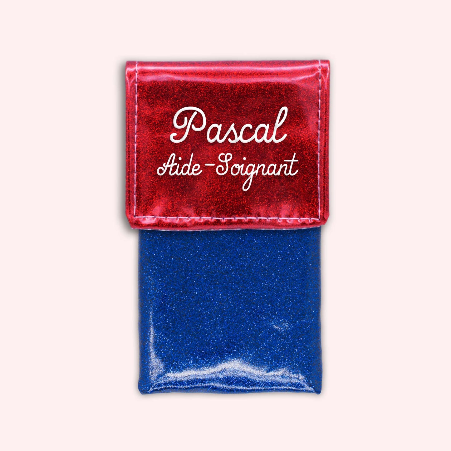 Pochette bicolore rabat Rouge paillette