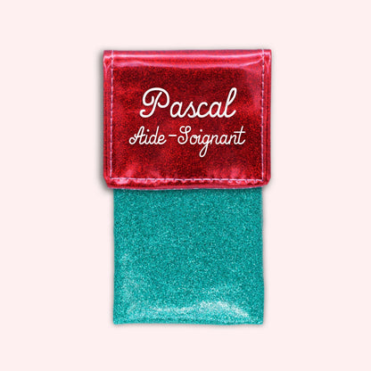 Pochette bicolore rabat Rouge paillette