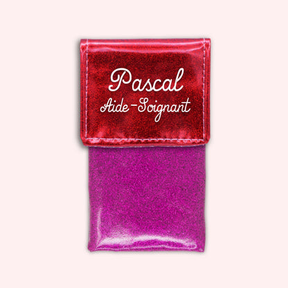 Pochette bicolore rabat Rouge paillette