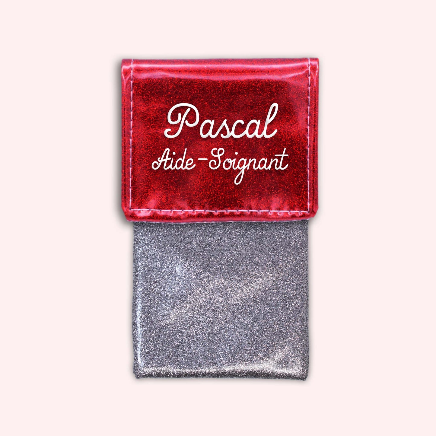 Pochette bicolore rabat Rouge paillette