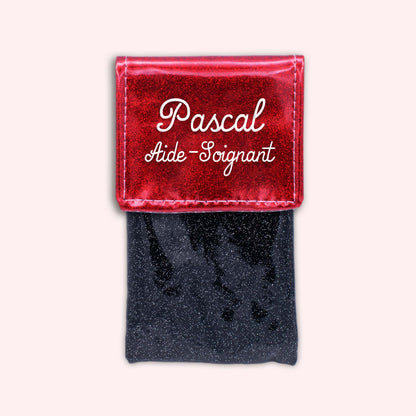 Pochette bicolore rabat Rouge paillette