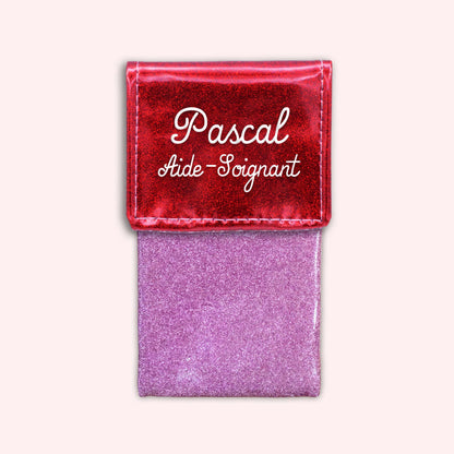 Pochette bicolore rabat Rouge paillette
