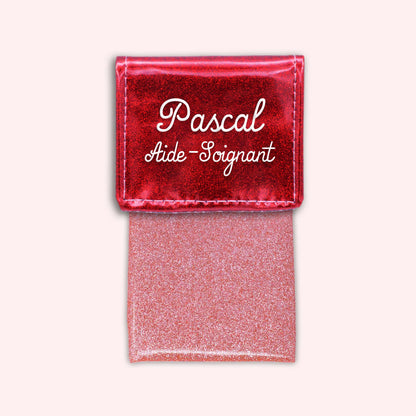 Pochette bicolore rabat Rouge paillette