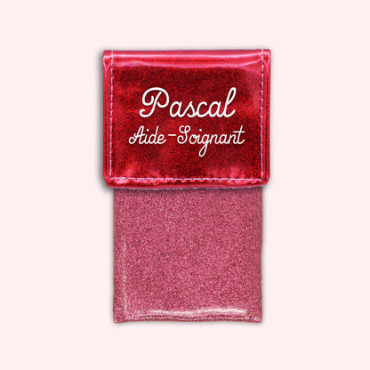 Pochette bicolore rabat Rouge paillette