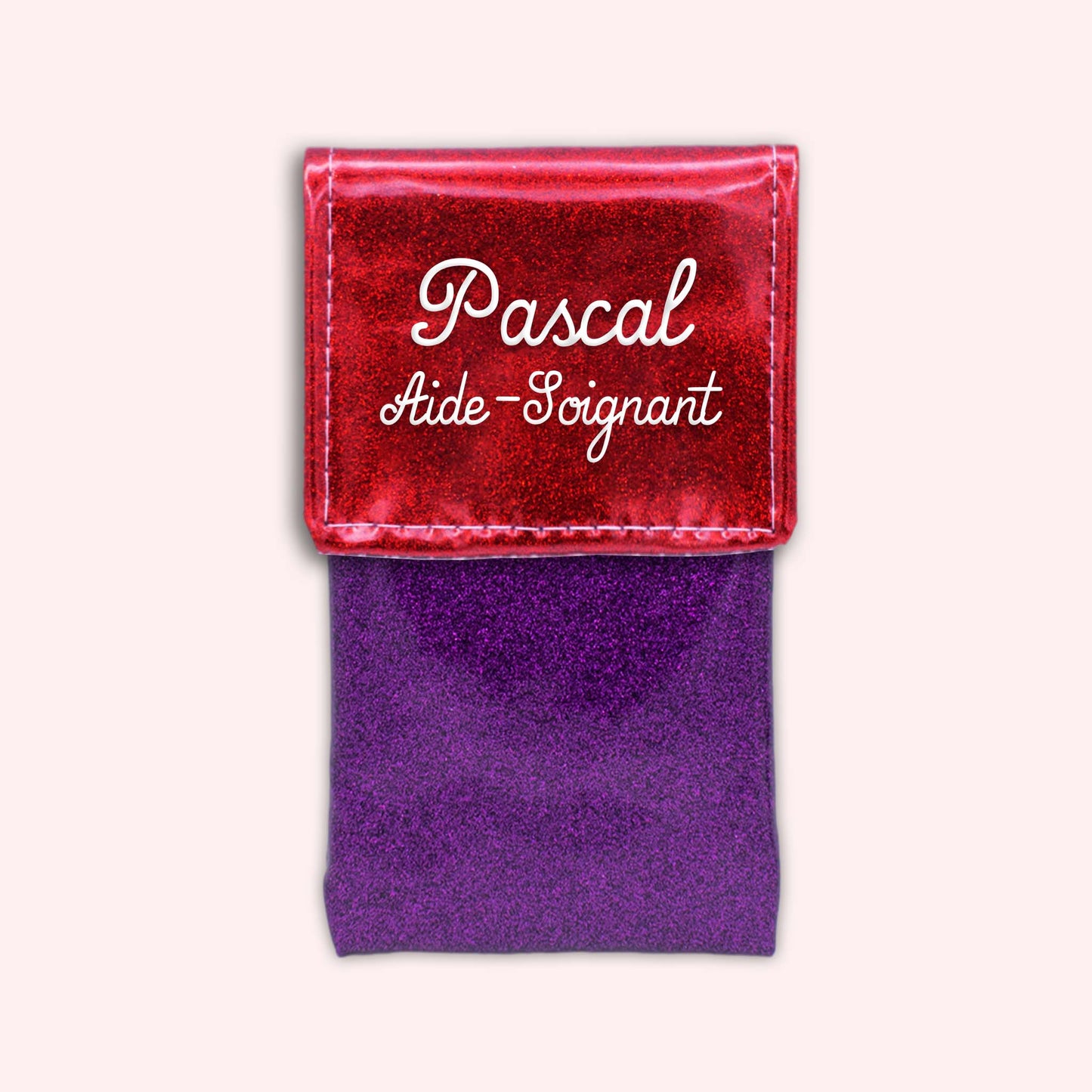 Pochette bicolore rabat Rouge paillette