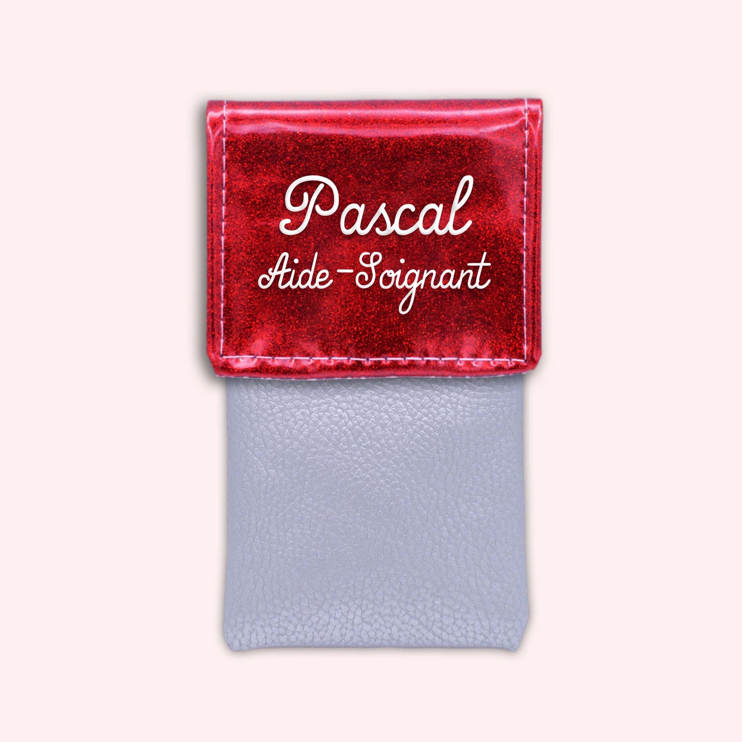 Pochette bicolore rabat Rouge paillette