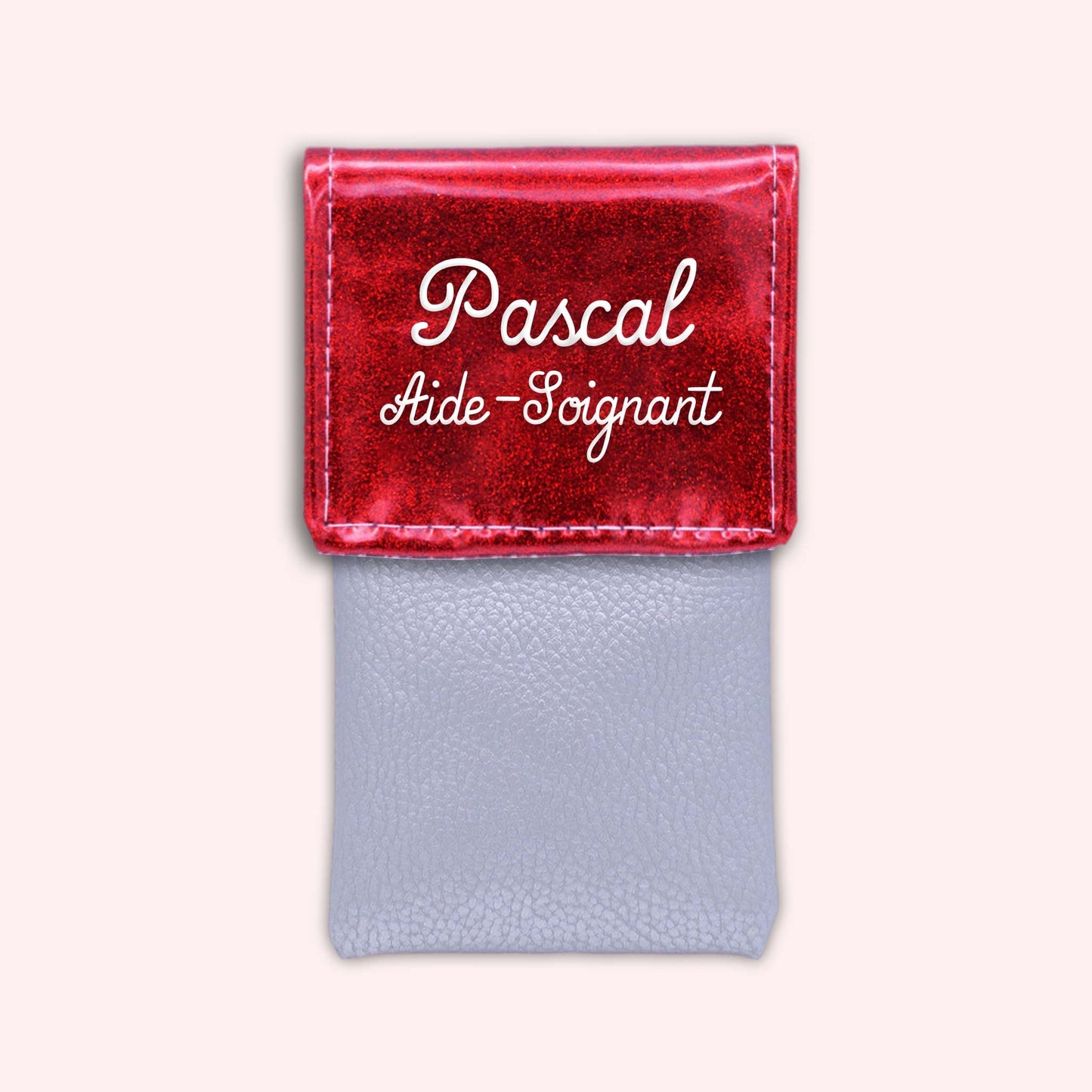 Pochette bicolore rabat Rouge paillette