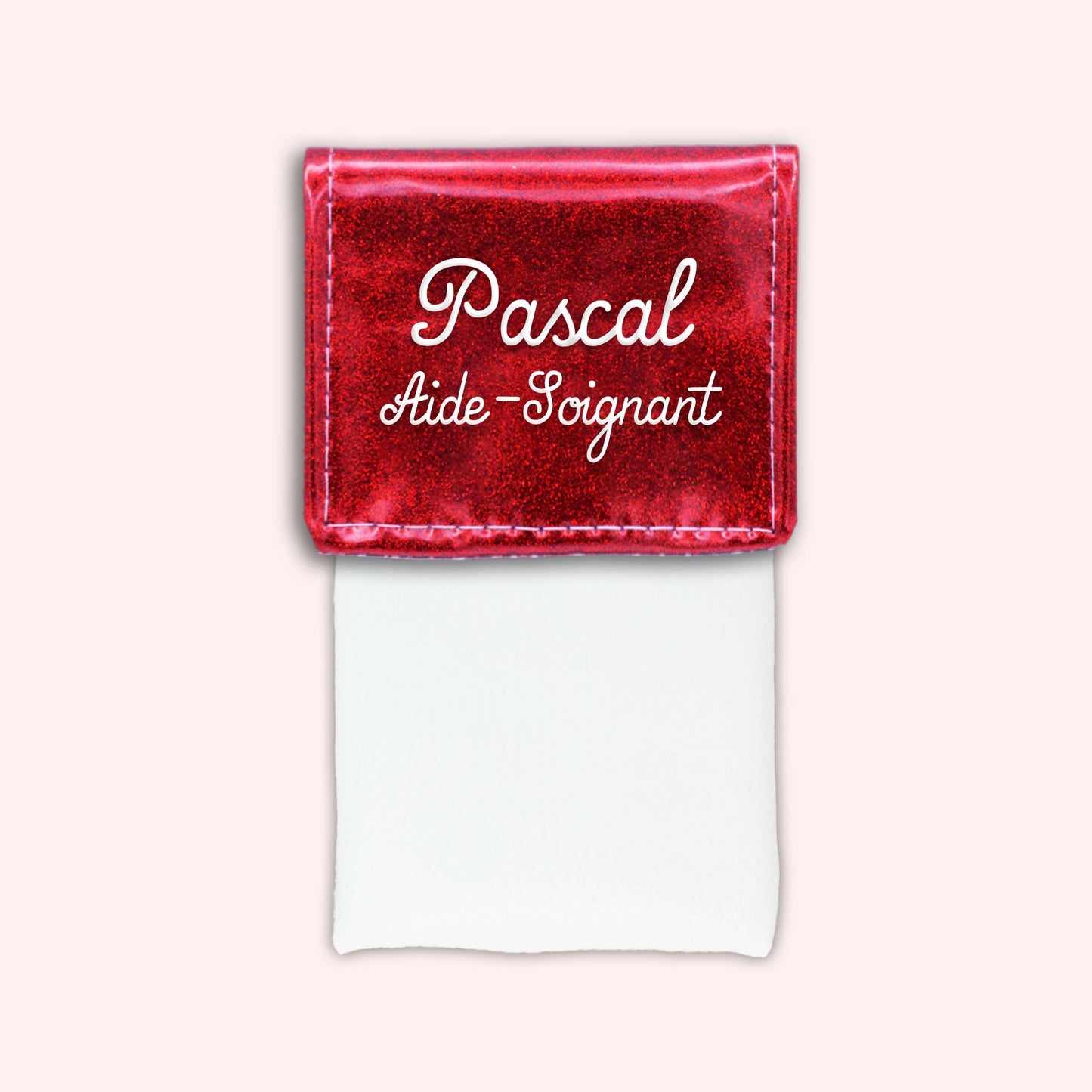 Pochette bicolore rabat Rouge paillette