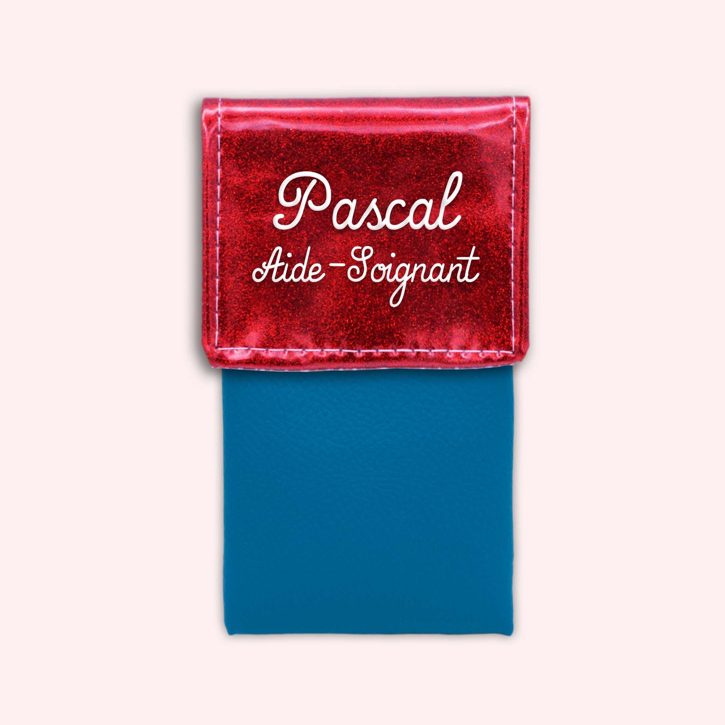 Pochette bicolore rabat Rouge paillette