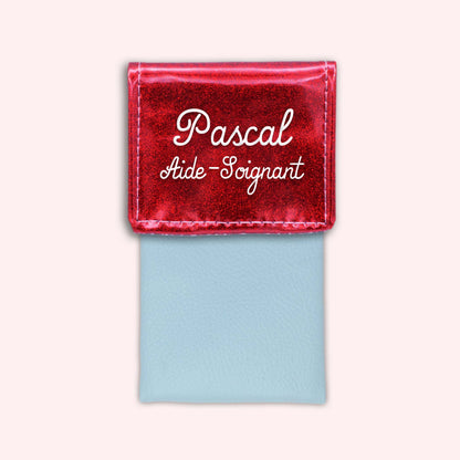 Pochette bicolore rabat Rouge paillette