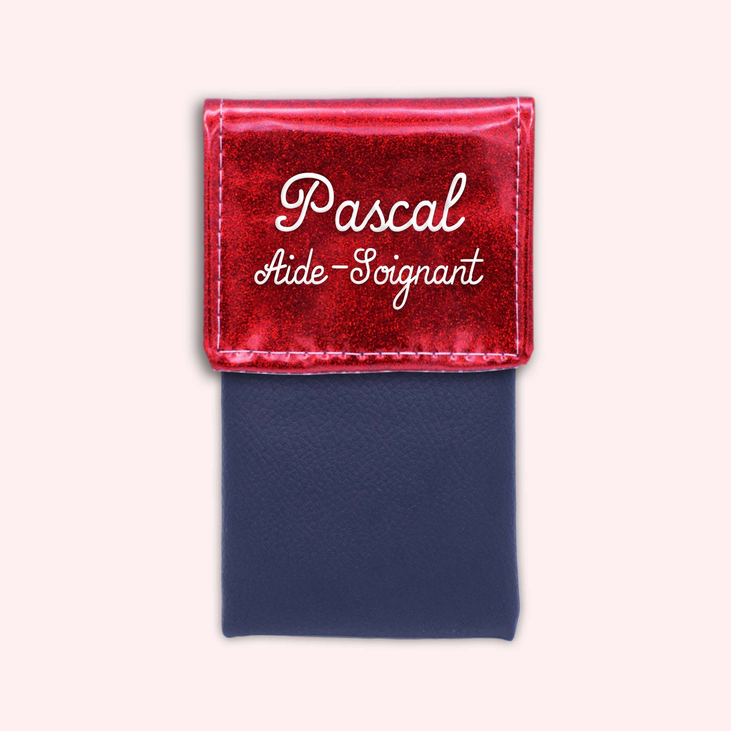 Pochette bicolore rabat Rouge paillette