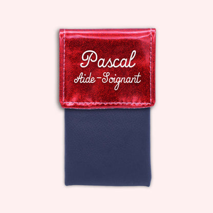 Pochette bicolore rabat Rouge paillette