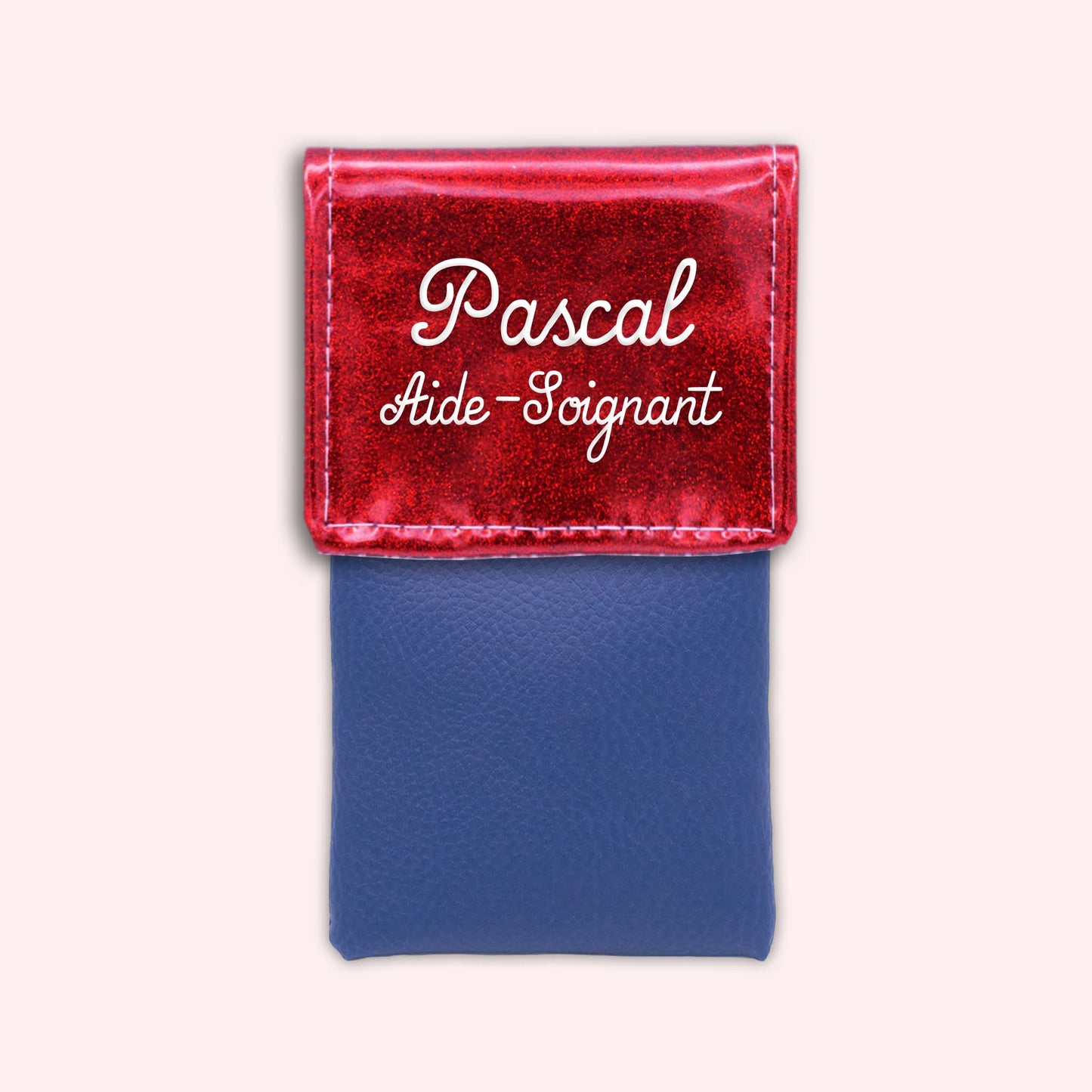 Pochette bicolore rabat Rouge paillette