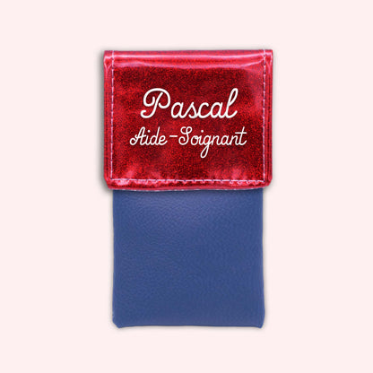 Pochette bicolore rabat Rouge paillette