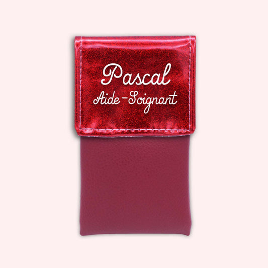 Pochette bicolore rabat Rouge paillette