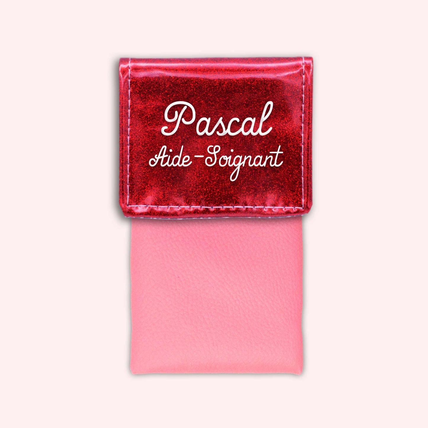 Pochette bicolore rabat Rouge paillette