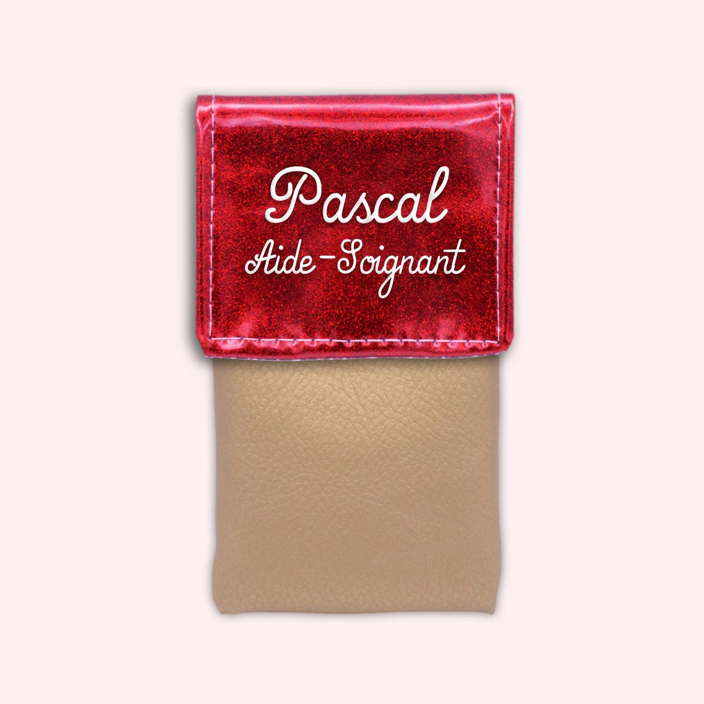 Pochette bicolore rabat Rouge paillette