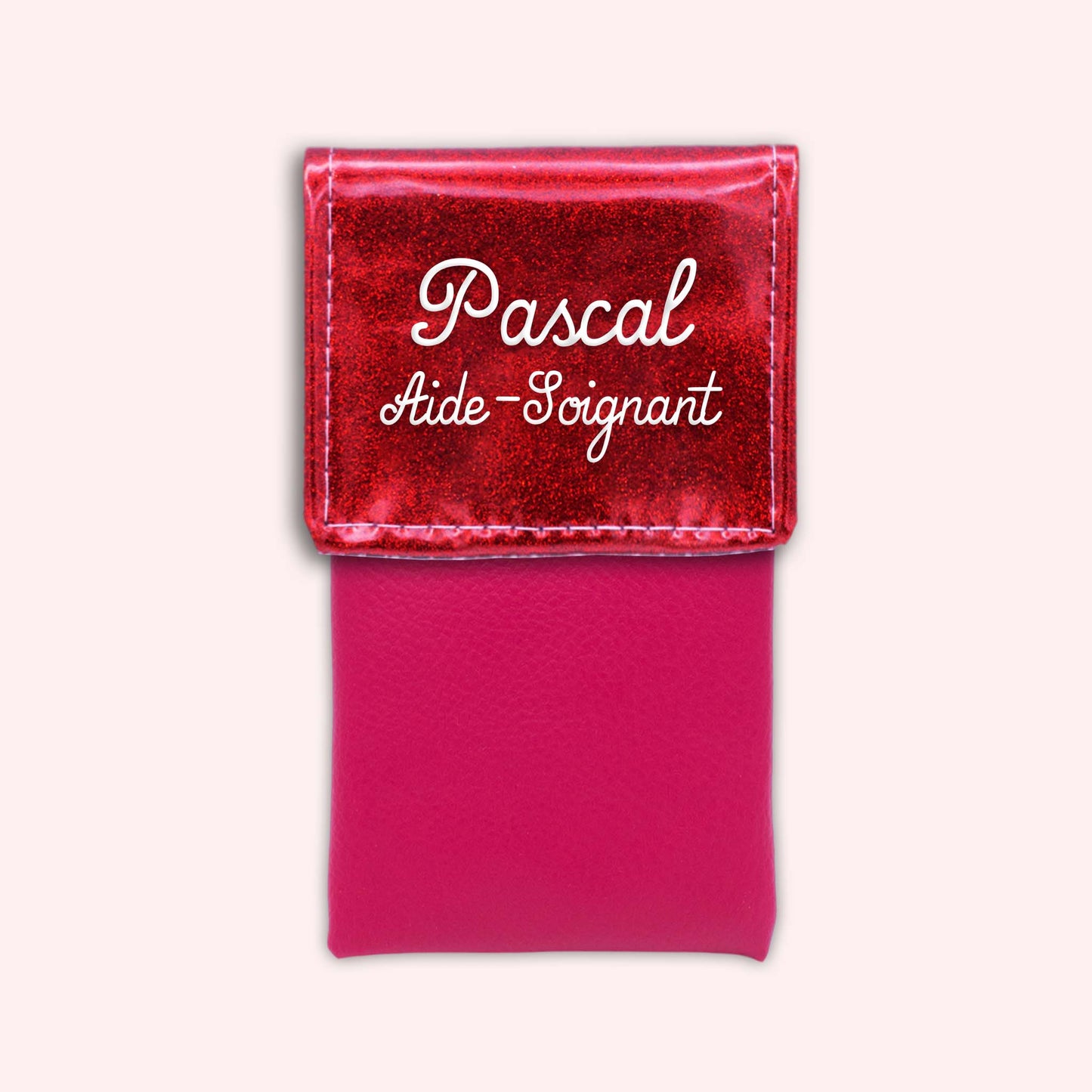 Pochette bicolore rabat Rouge paillette
