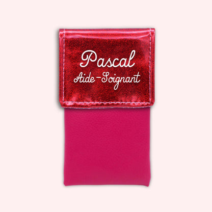 Pochette bicolore rabat Rouge paillette