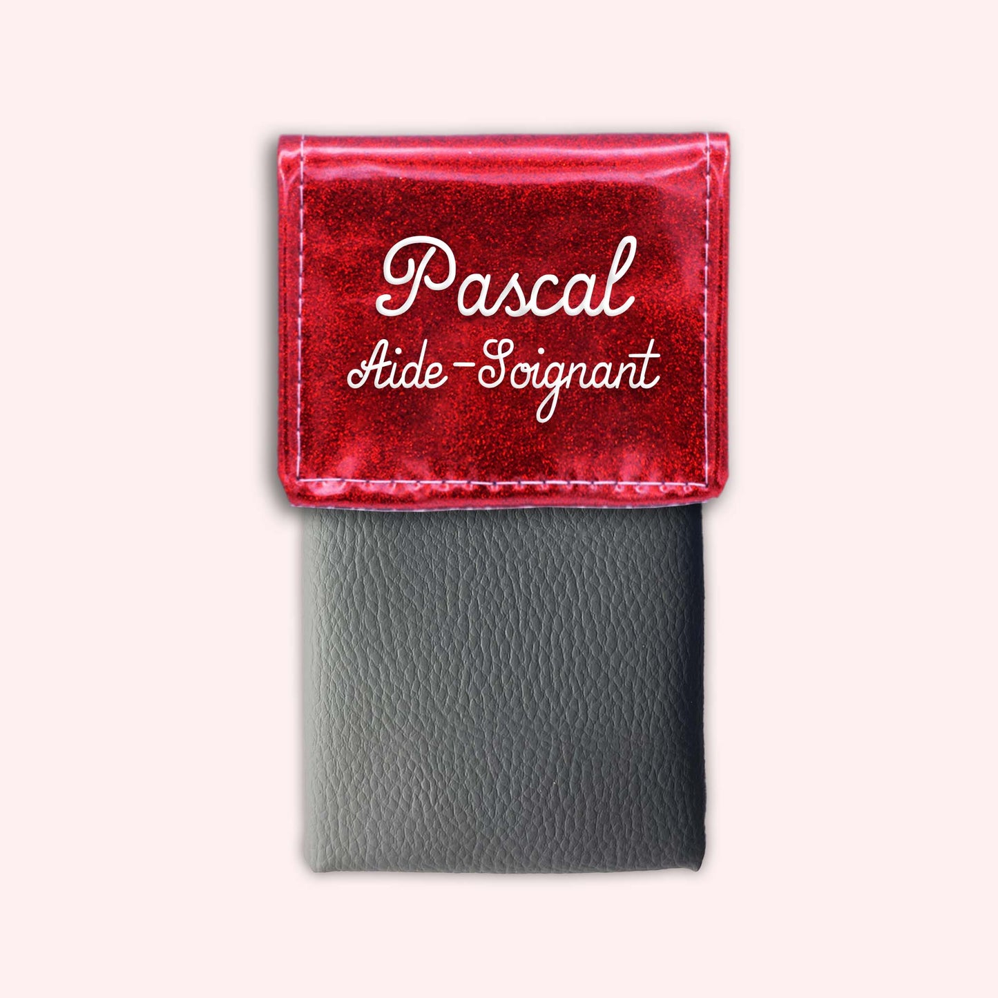 Pochette bicolore rabat Rouge paillette