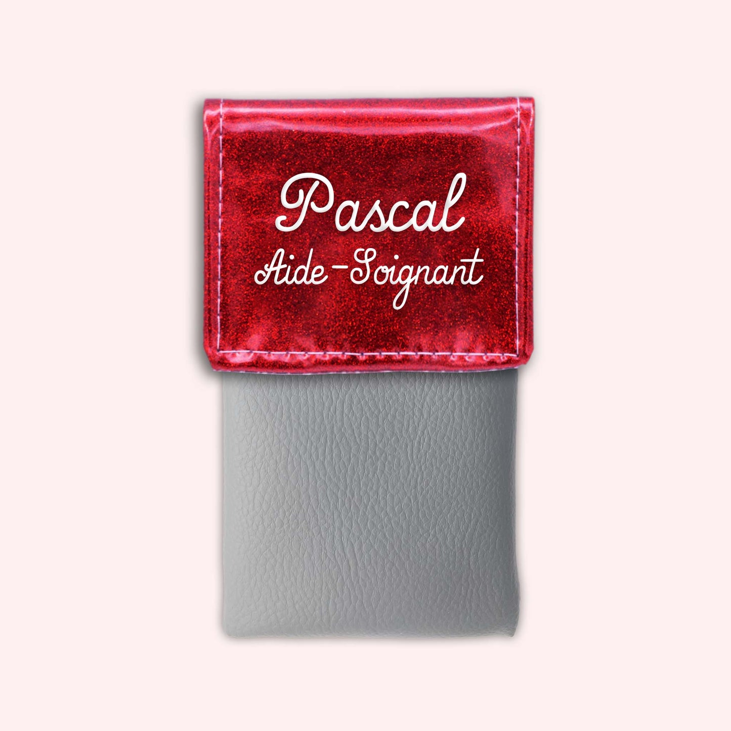 Pochette bicolore rabat Rouge paillette