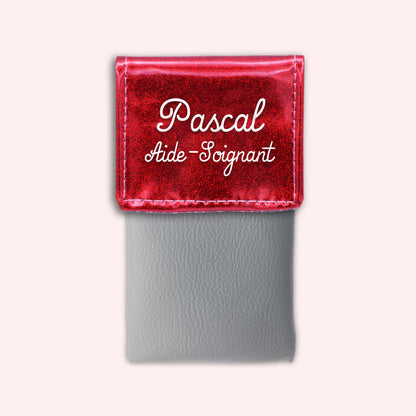 Pochette bicolore rabat Rouge paillette