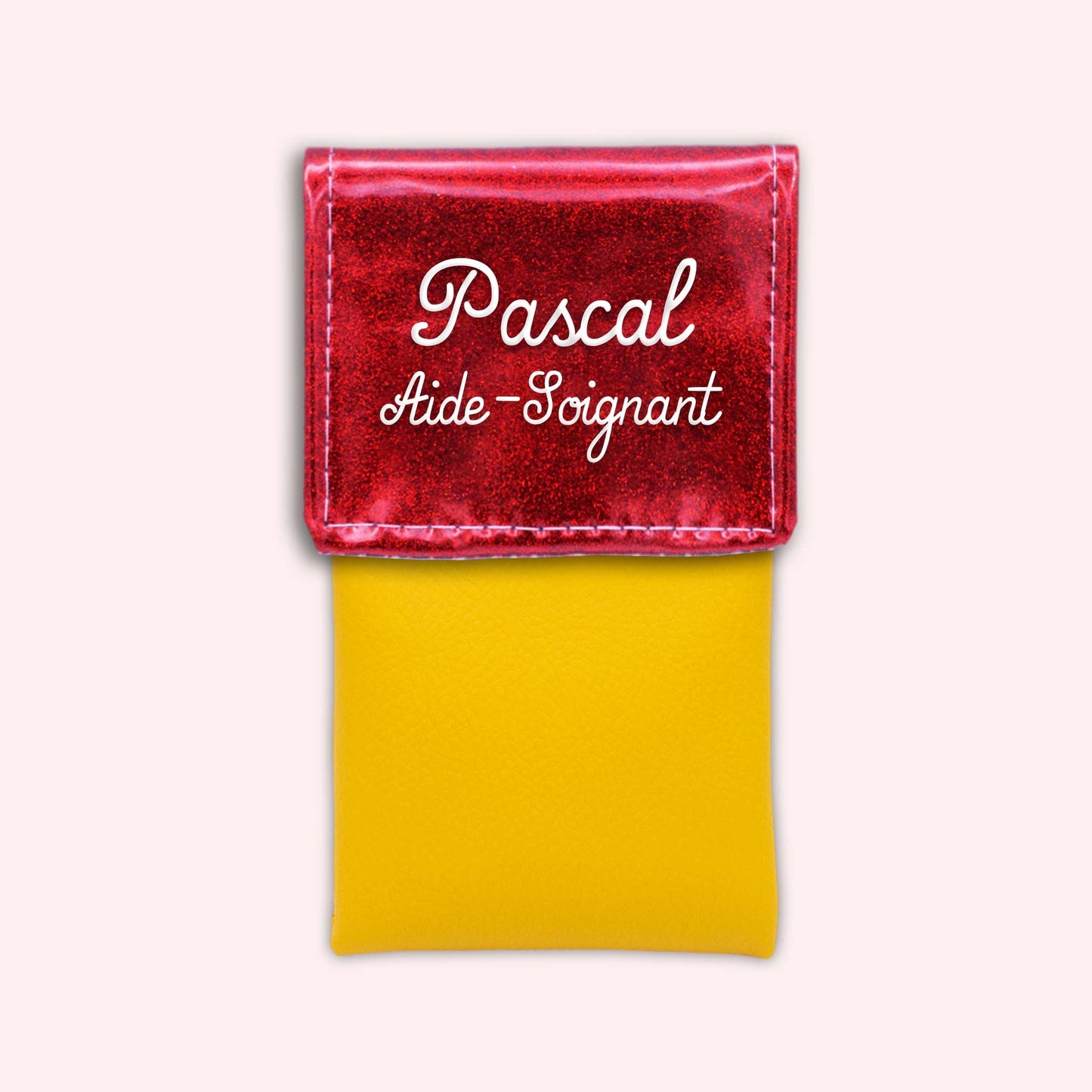 Pochette bicolore rabat Rouge paillette