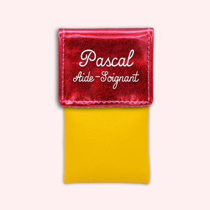 Pochette bicolore rabat Rouge paillette