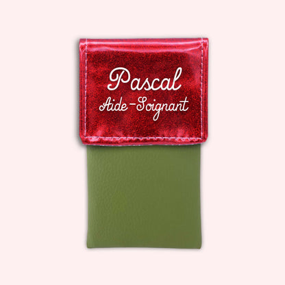 Pochette bicolore rabat Rouge paillette
