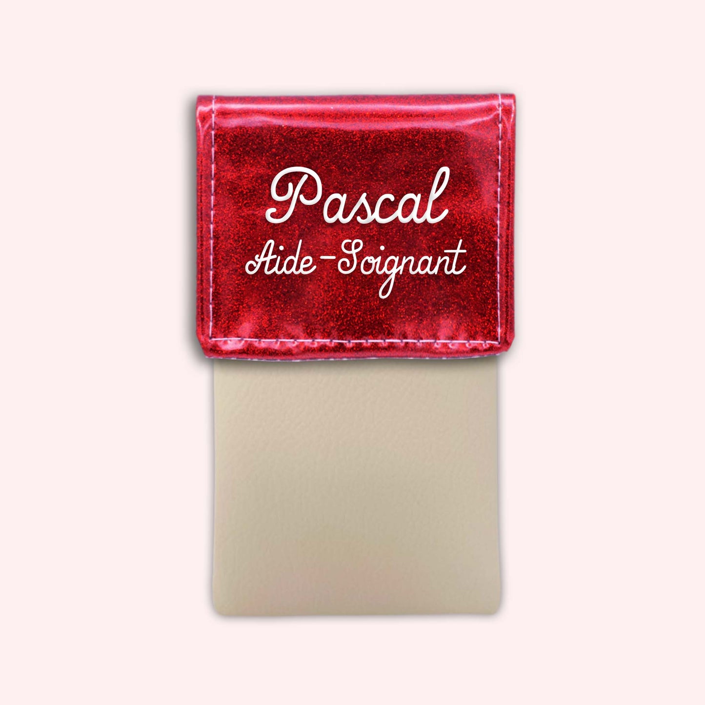 Pochette bicolore rabat Rouge paillette