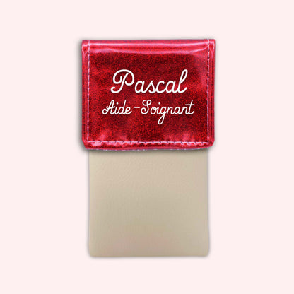 Pochette bicolore rabat Rouge paillette