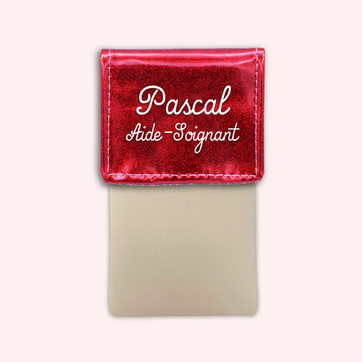 Pochette bicolore rabat Rouge paillette