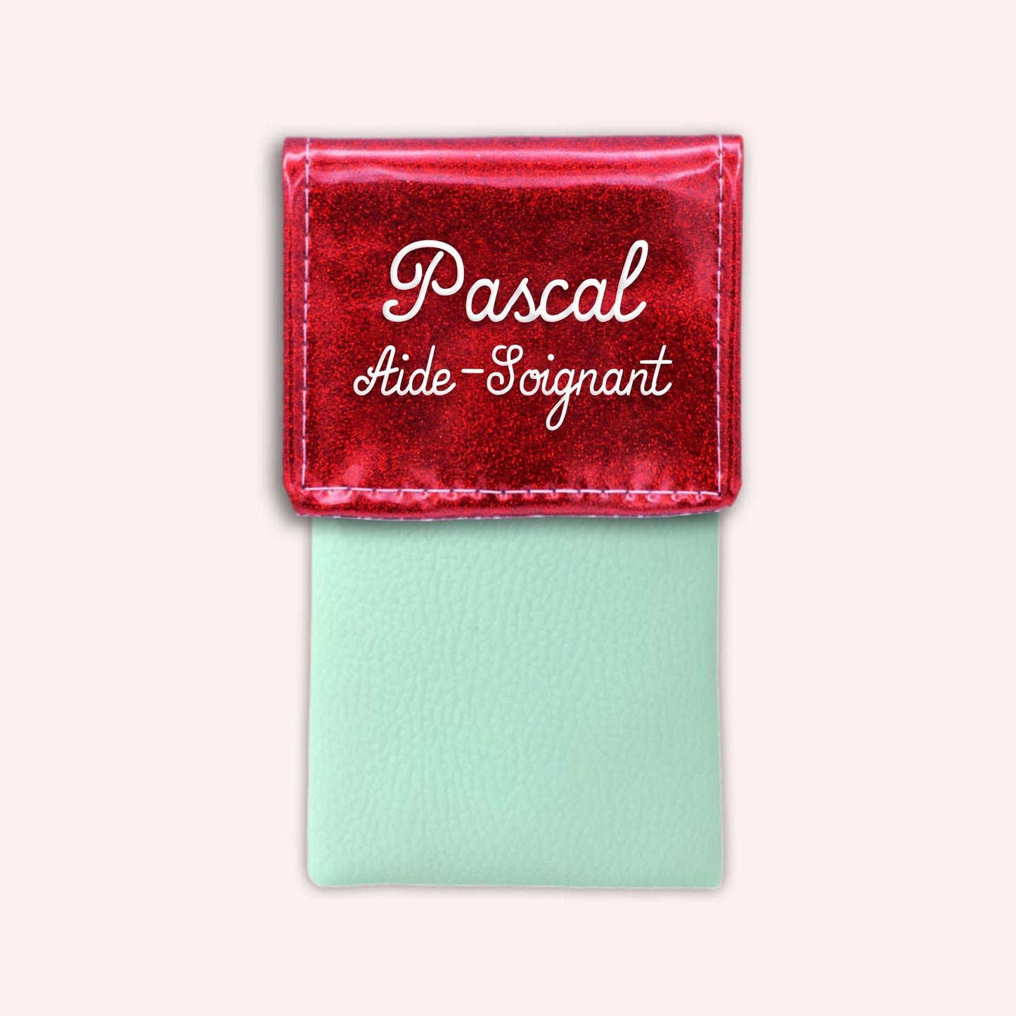 Pochette bicolore rabat Rouge paillette