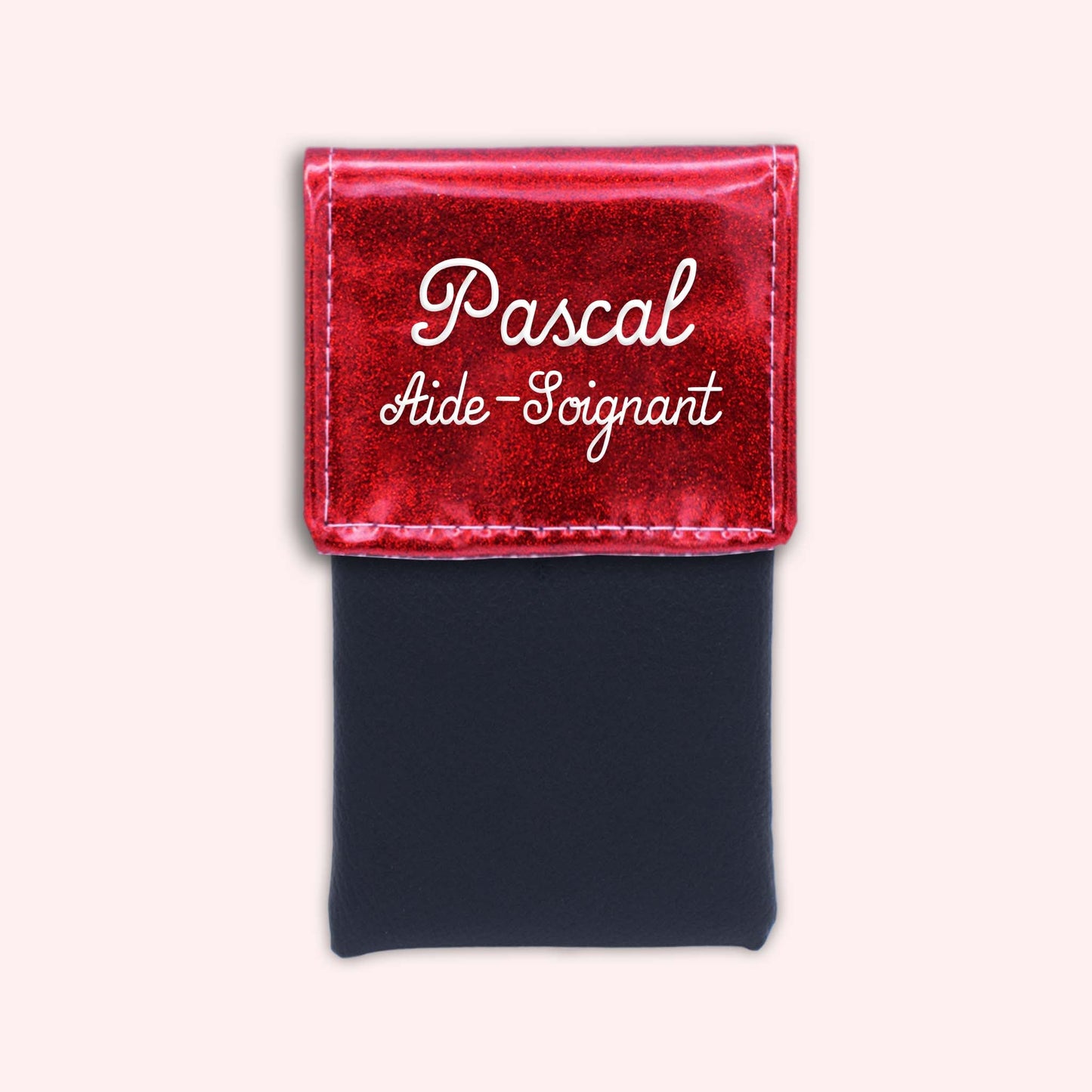 Pochette bicolore rabat Rouge paillette