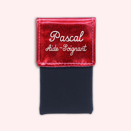 Pochette bicolore rabat Rouge paillette