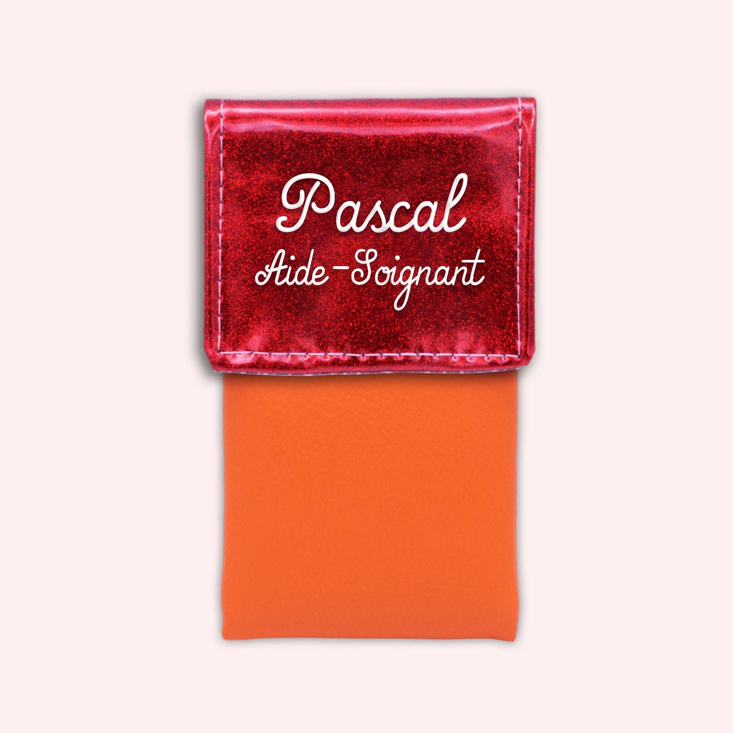 Pochette bicolore rabat Rouge paillette