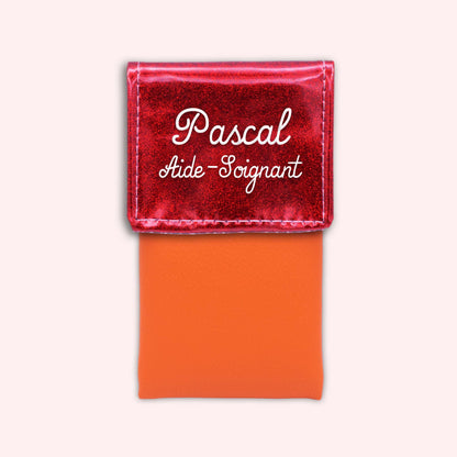 Pochette bicolore rabat Rouge paillette