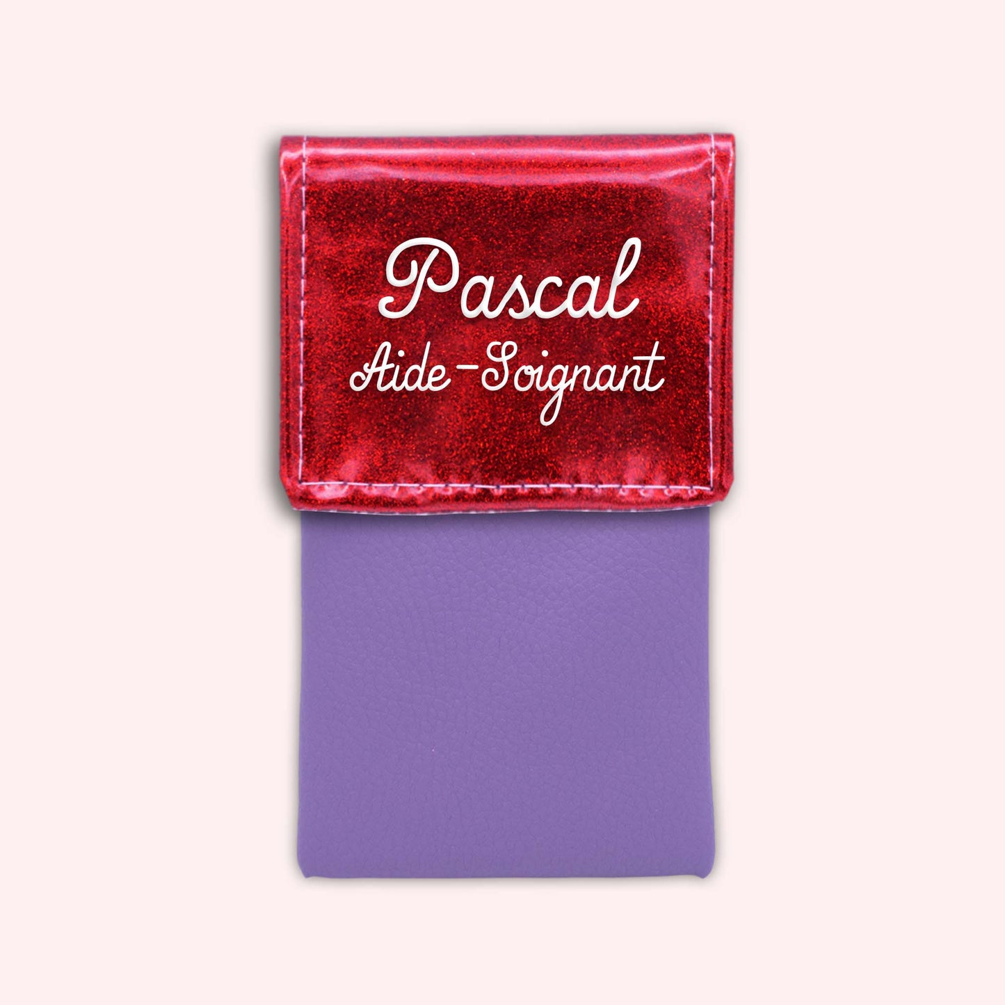 Pochette bicolore rabat Rouge paillette