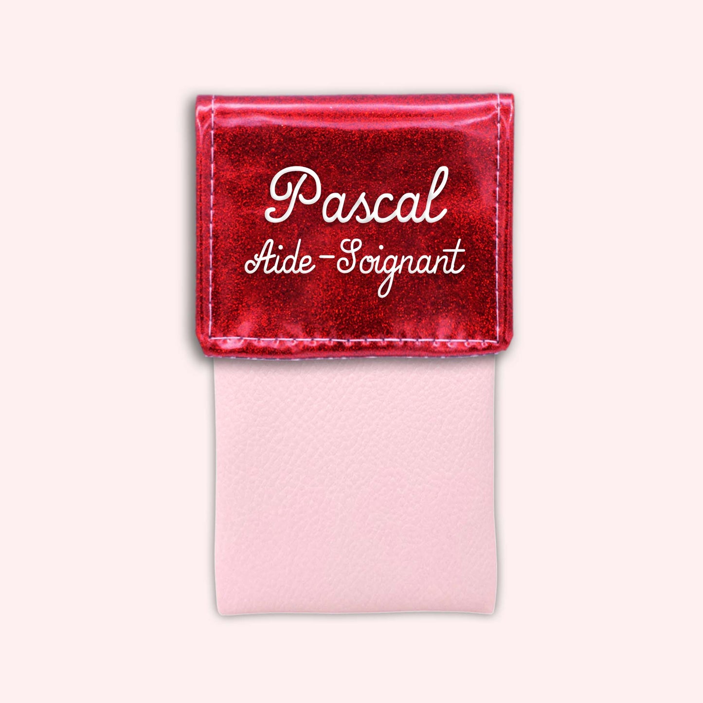 Pochette bicolore rabat Rouge paillette