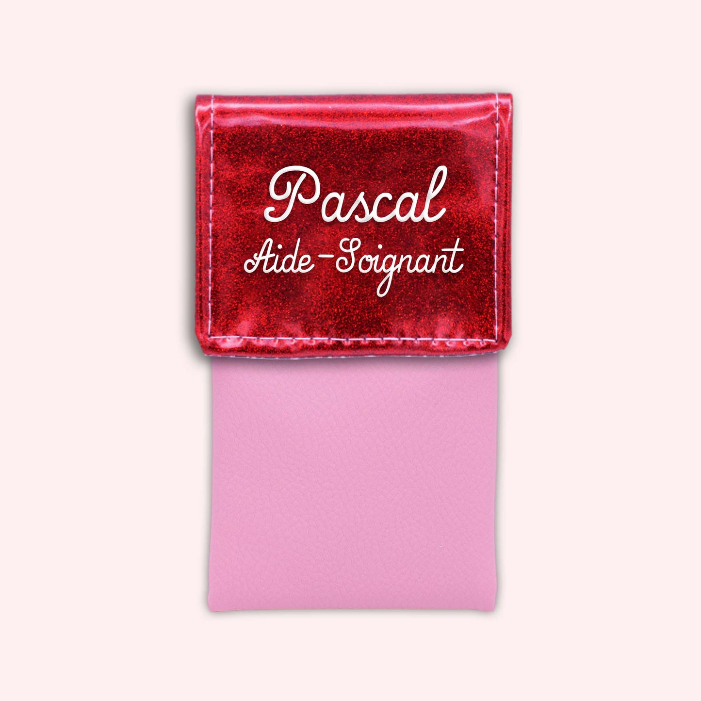 Pochette bicolore rabat Rouge paillette