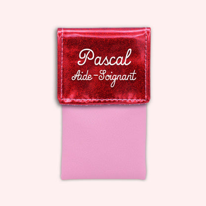 Pochette bicolore rabat Rouge paillette