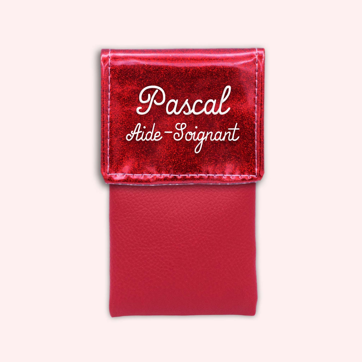 Pochette bicolore rabat Rouge paillette
