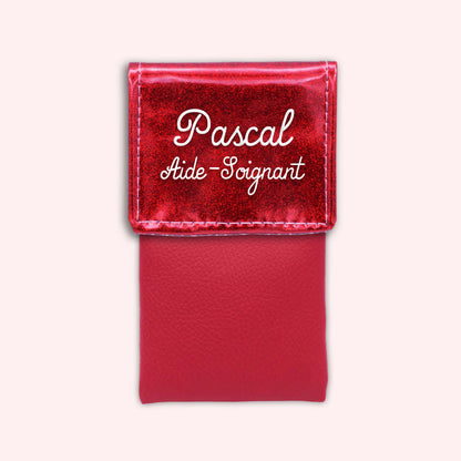 Pochette bicolore rabat Rouge paillette