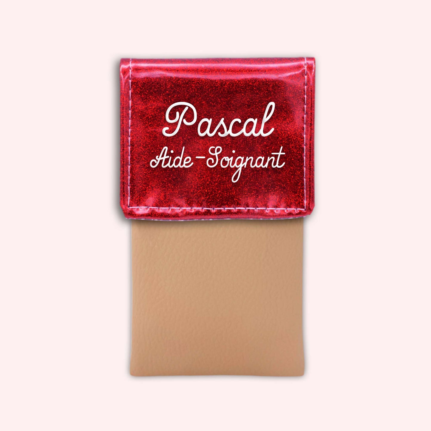 Pochette bicolore rabat Rouge paillette